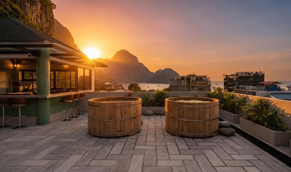 Natural landscape, Mountain view, Sea view, Sunset