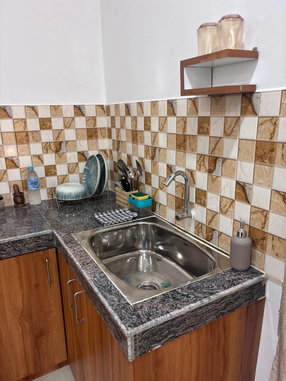 Kitchen or kitchenette, stove