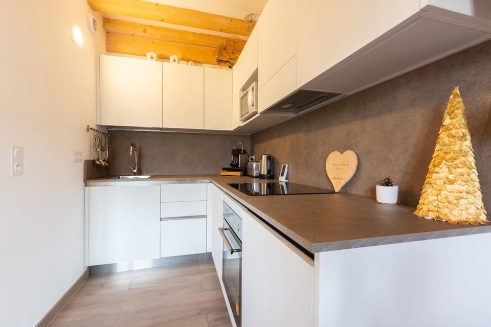Kitchen or kitchenette, stove