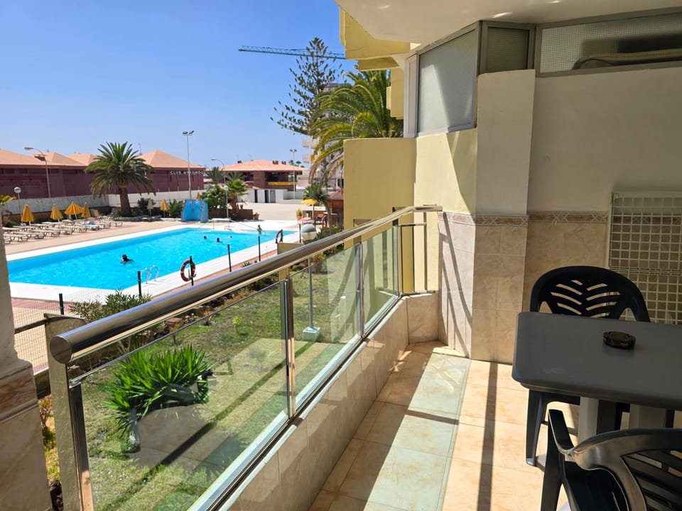 View (from property/room), Balcony/Terrace, Pool view, Swimming pool