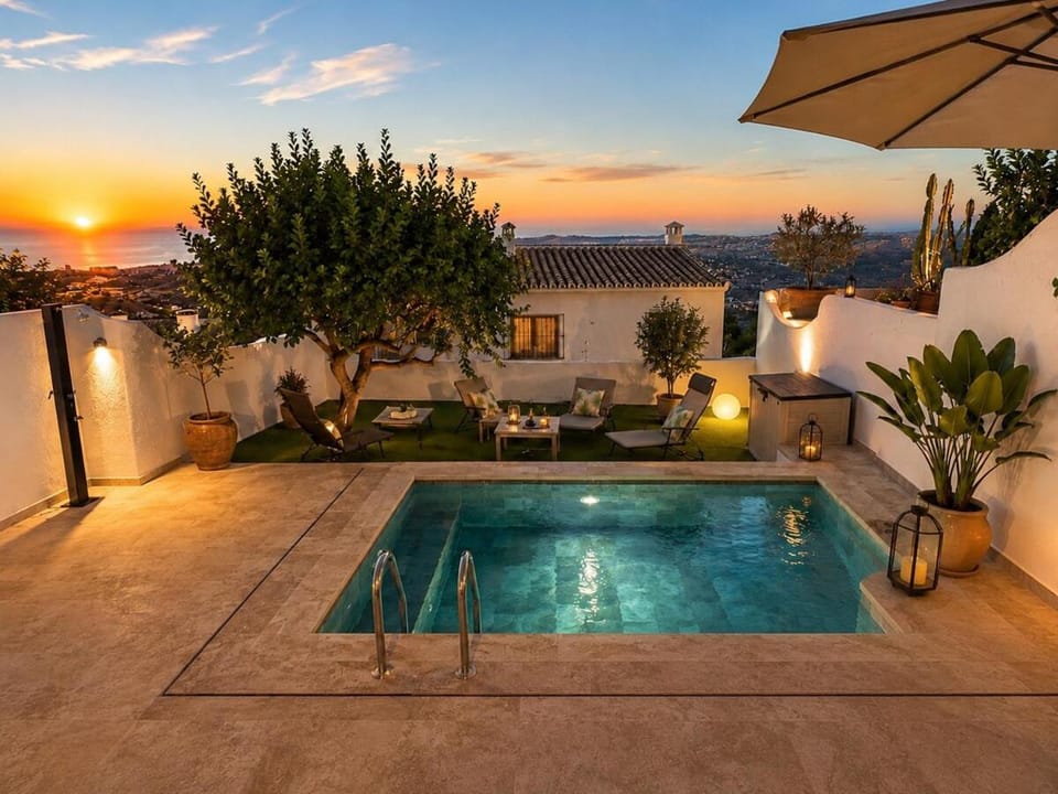 Patio, Pool view, Swimming pool, Sunset, sunbed