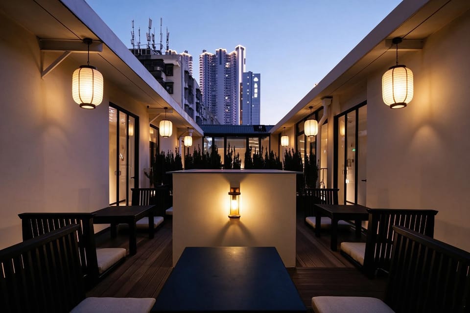Property building, Night, View (from property/room), Balcony/Terrace
