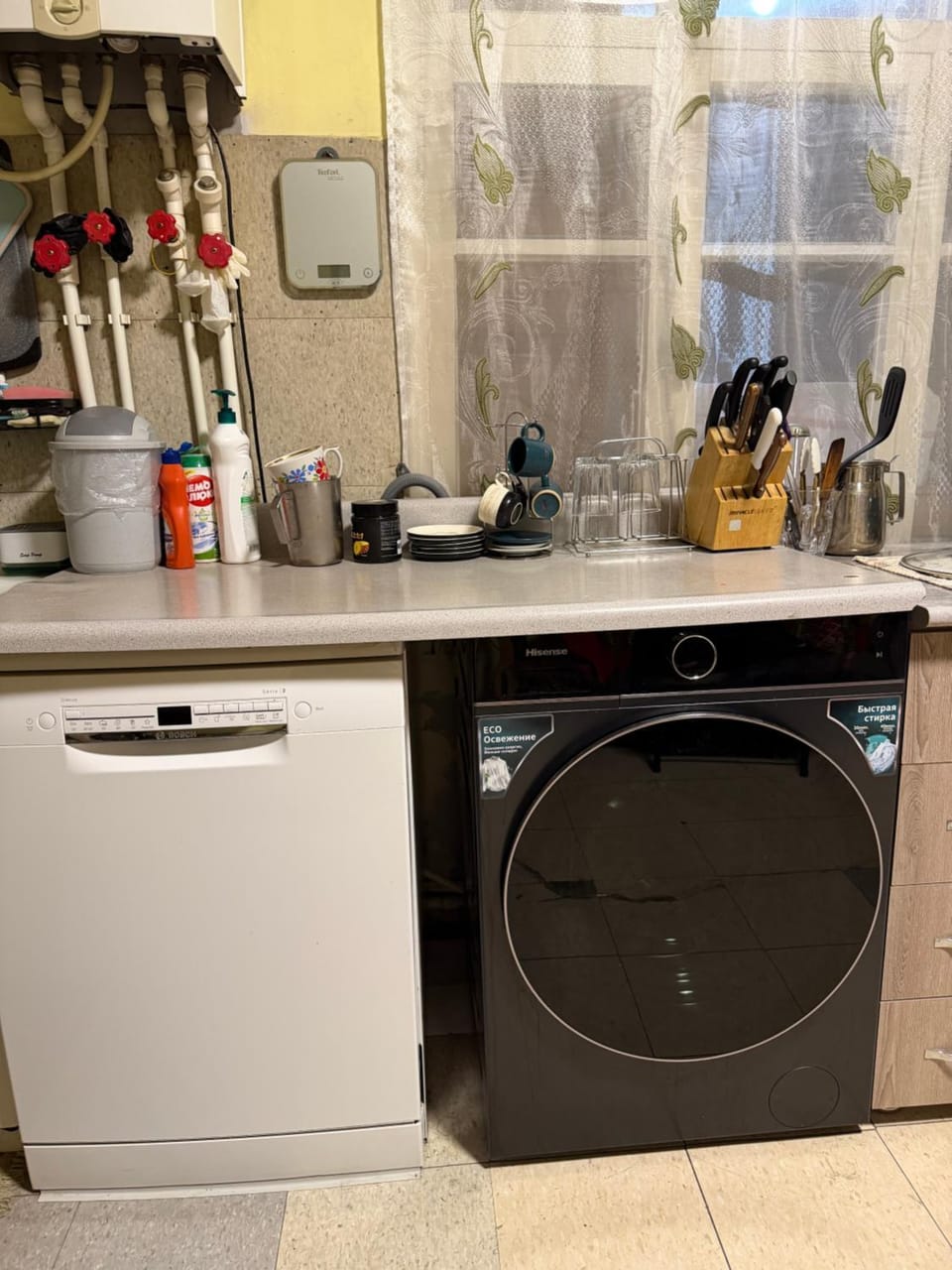Kitchen or kitchenette, dishwasher