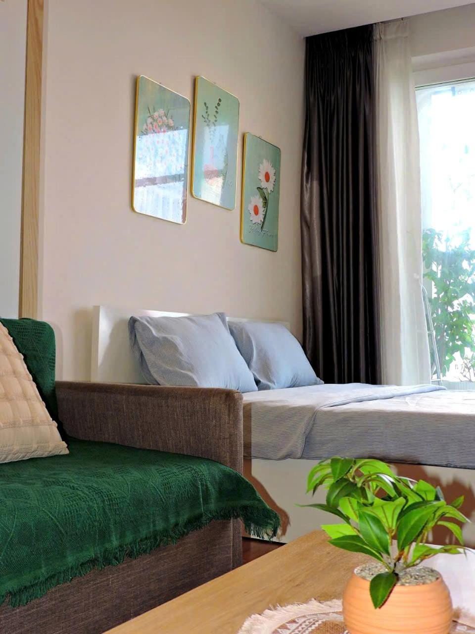 Bed, Living room, Photo of the whole room, Seating area, Bedroom