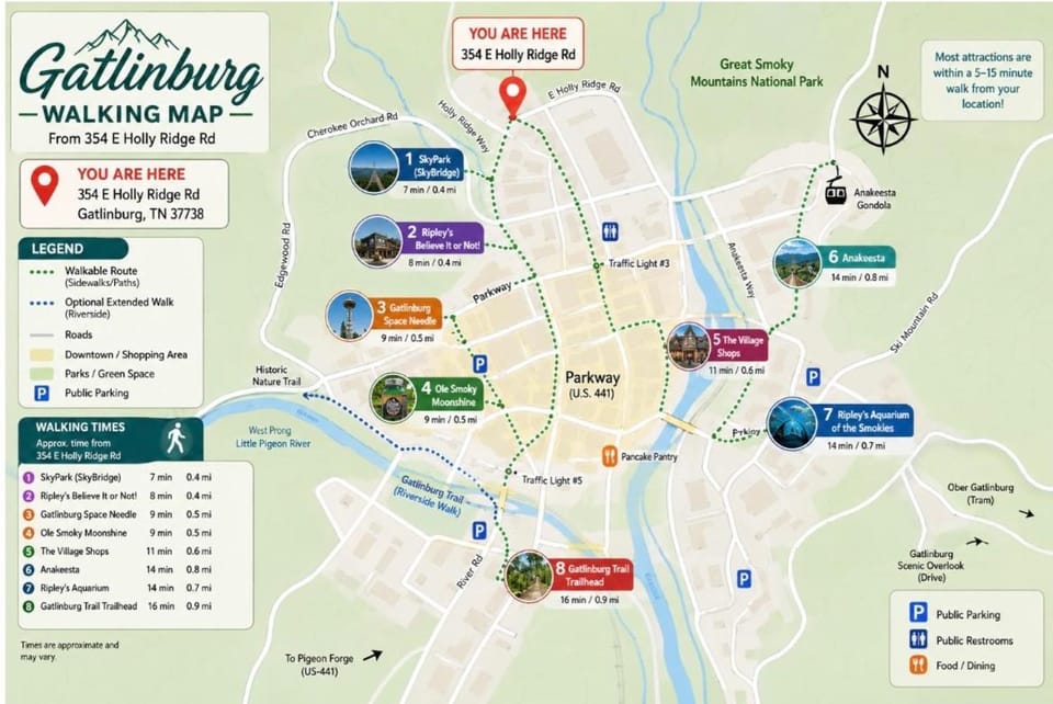 Parkway Hideaway, sleeps 4, walk to downtown Apartment in Gatlinburg