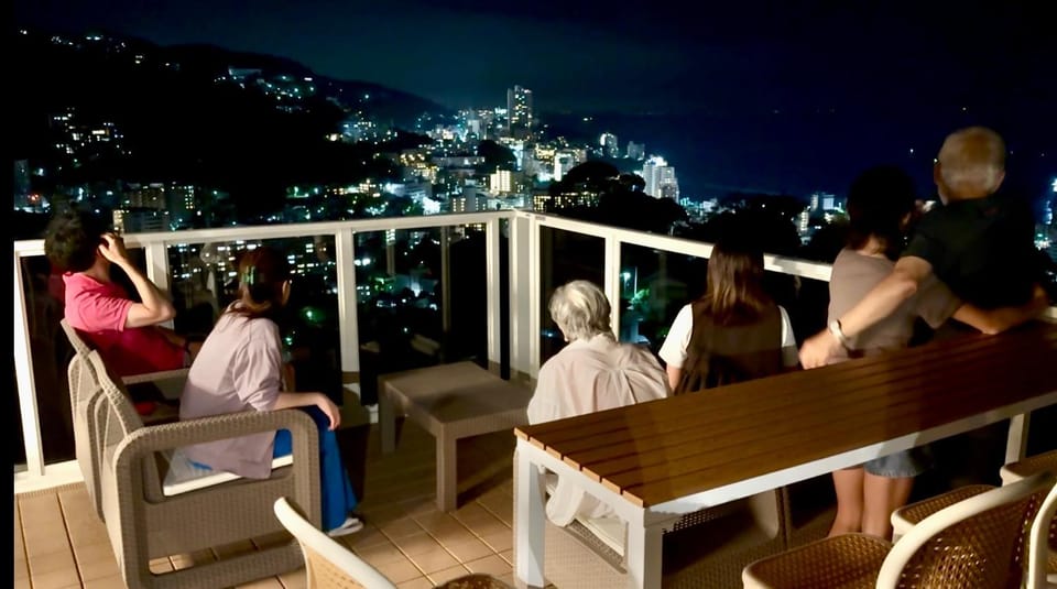 Night, People, View (from property/room), Balcony/Terrace, City view, City view, Mountain view, Sea view, group of guests