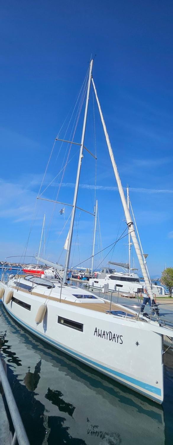 Away Days Docked boat in Lefkada