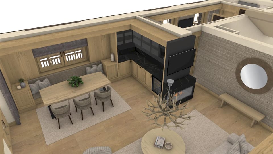 Living room, Seating area, Dining area