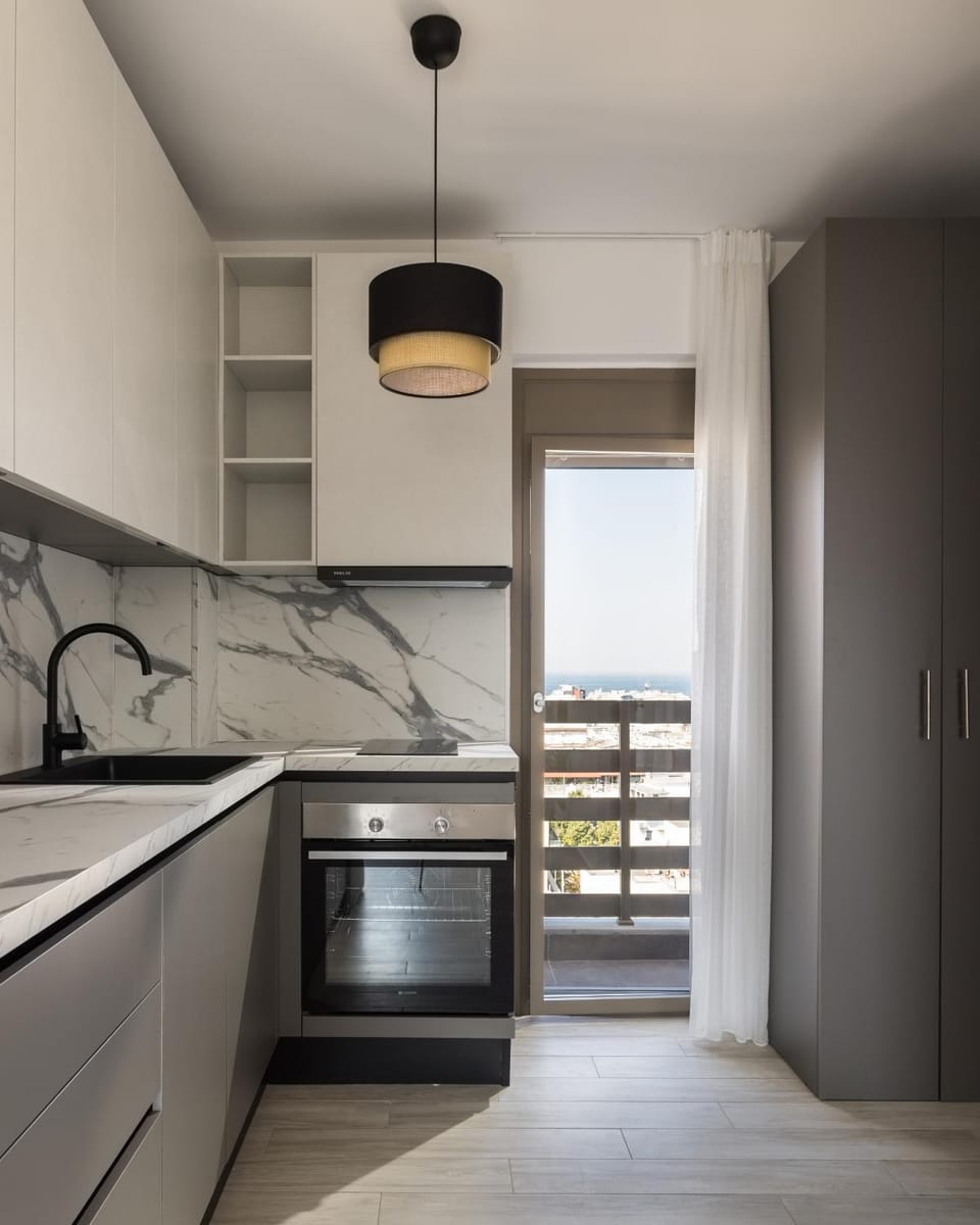 Kitchen or kitchenette, oven, stove
