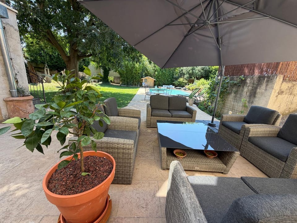 Patio, Garden, Pool view, Swimming pool, sunbed