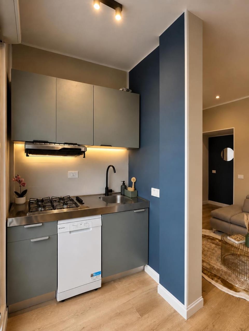 dishwasher, microwave, stove, kitchen