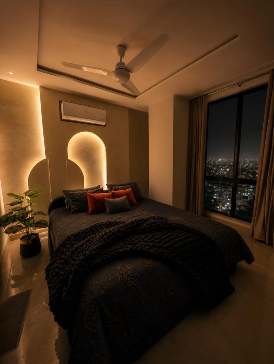 Bed, Bedroom, air conditioner