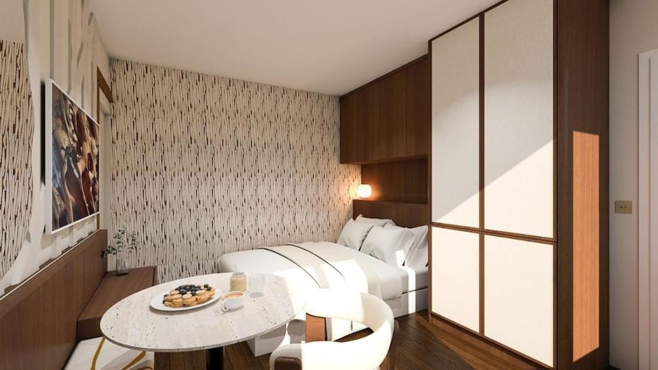 Bed, Living room, Food and drinks, Photo of the whole room, Seating area, Dining area, Bedroom