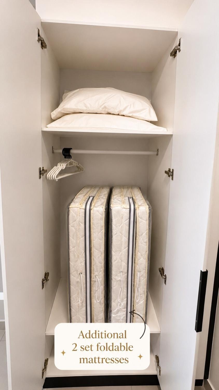 Bed, wardrobe