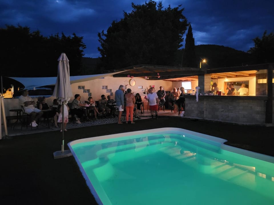 Night, Pool view, Swimming pool