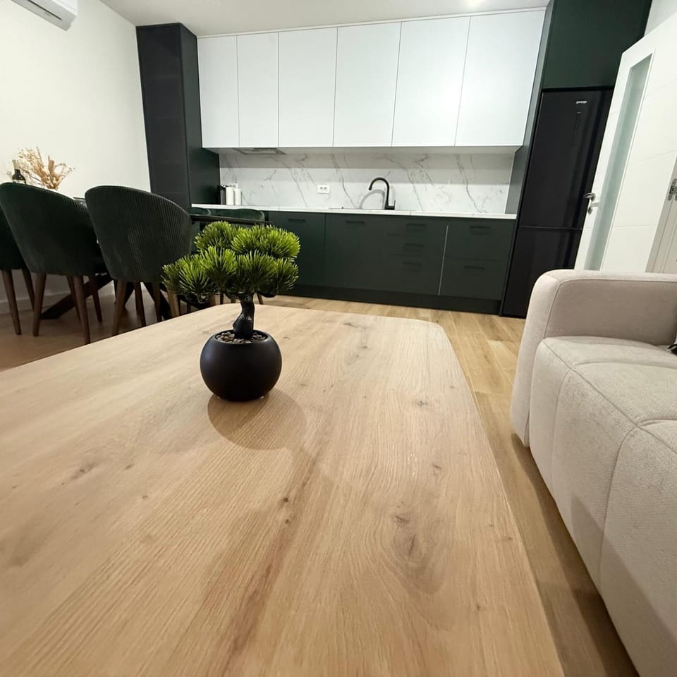 Kitchen or kitchenette, Living room, Seating area