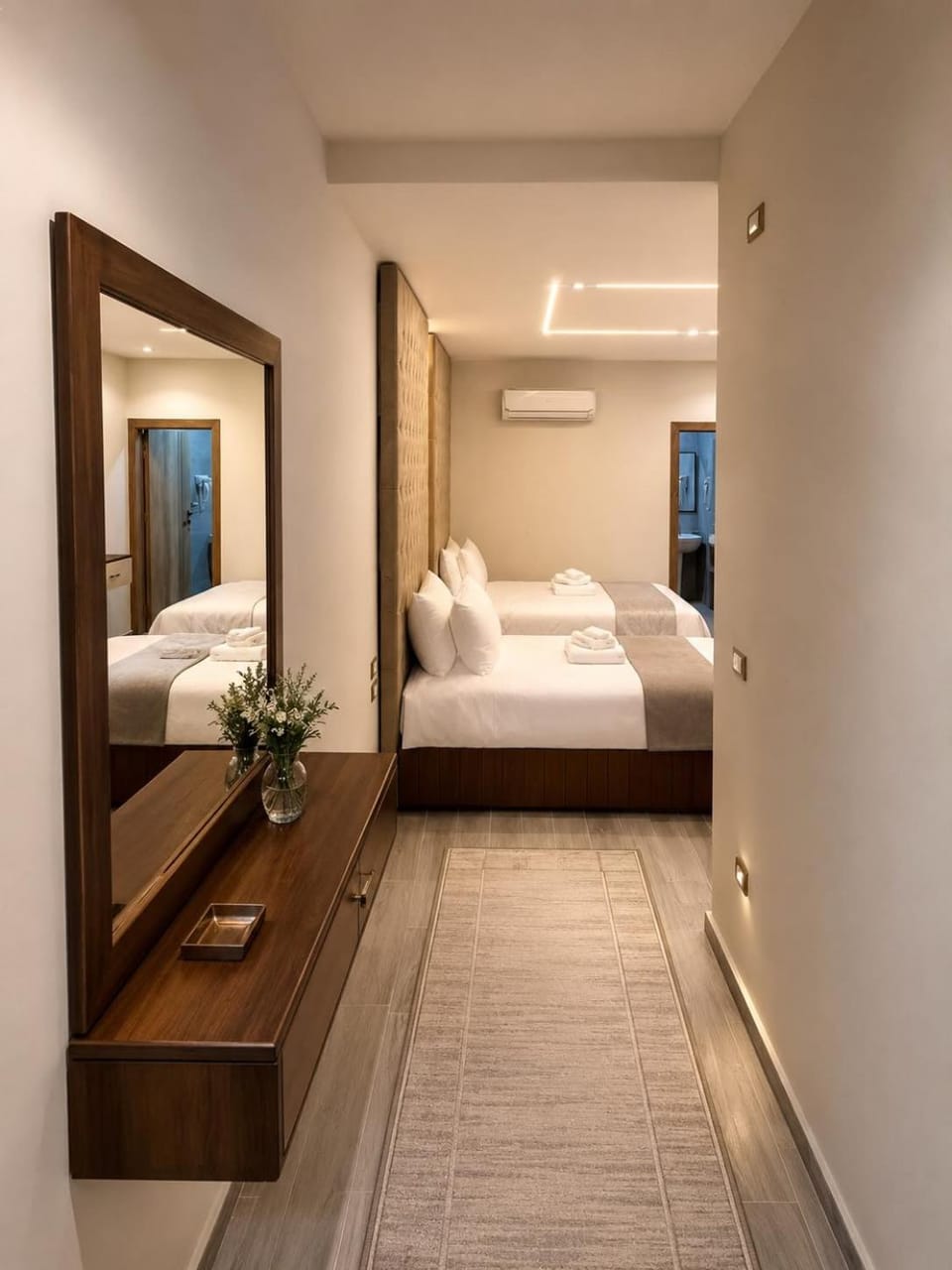 Bed, Photo of the whole room, Bedroom, towels, wardrobe, air conditioner