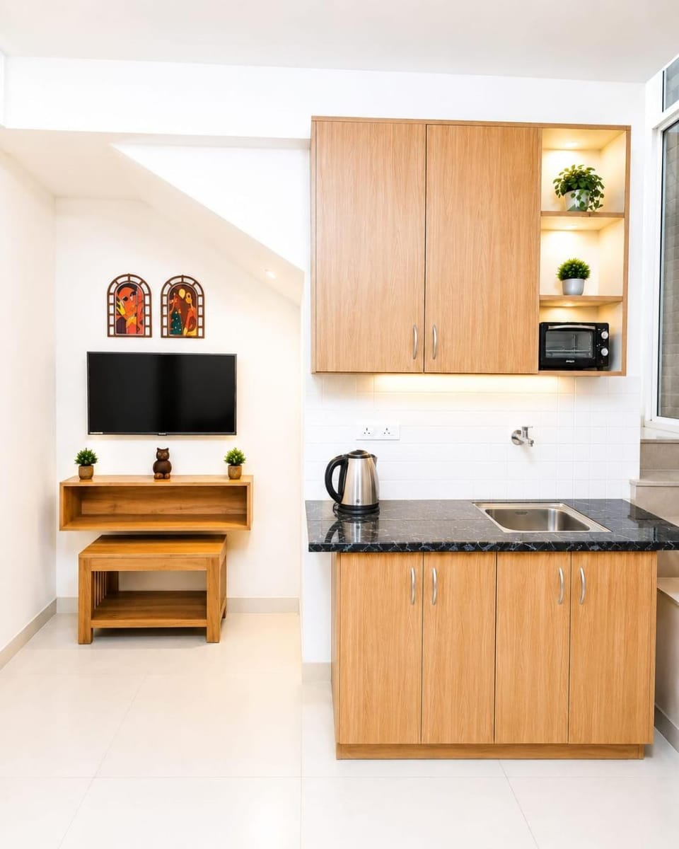 Living room, kitchen