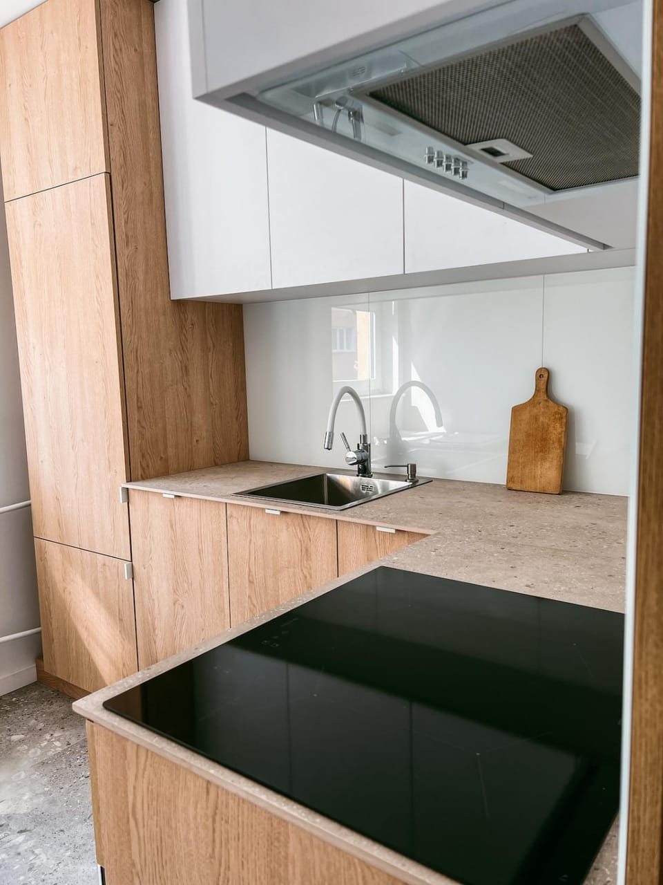 Kitchen or kitchenette, stove