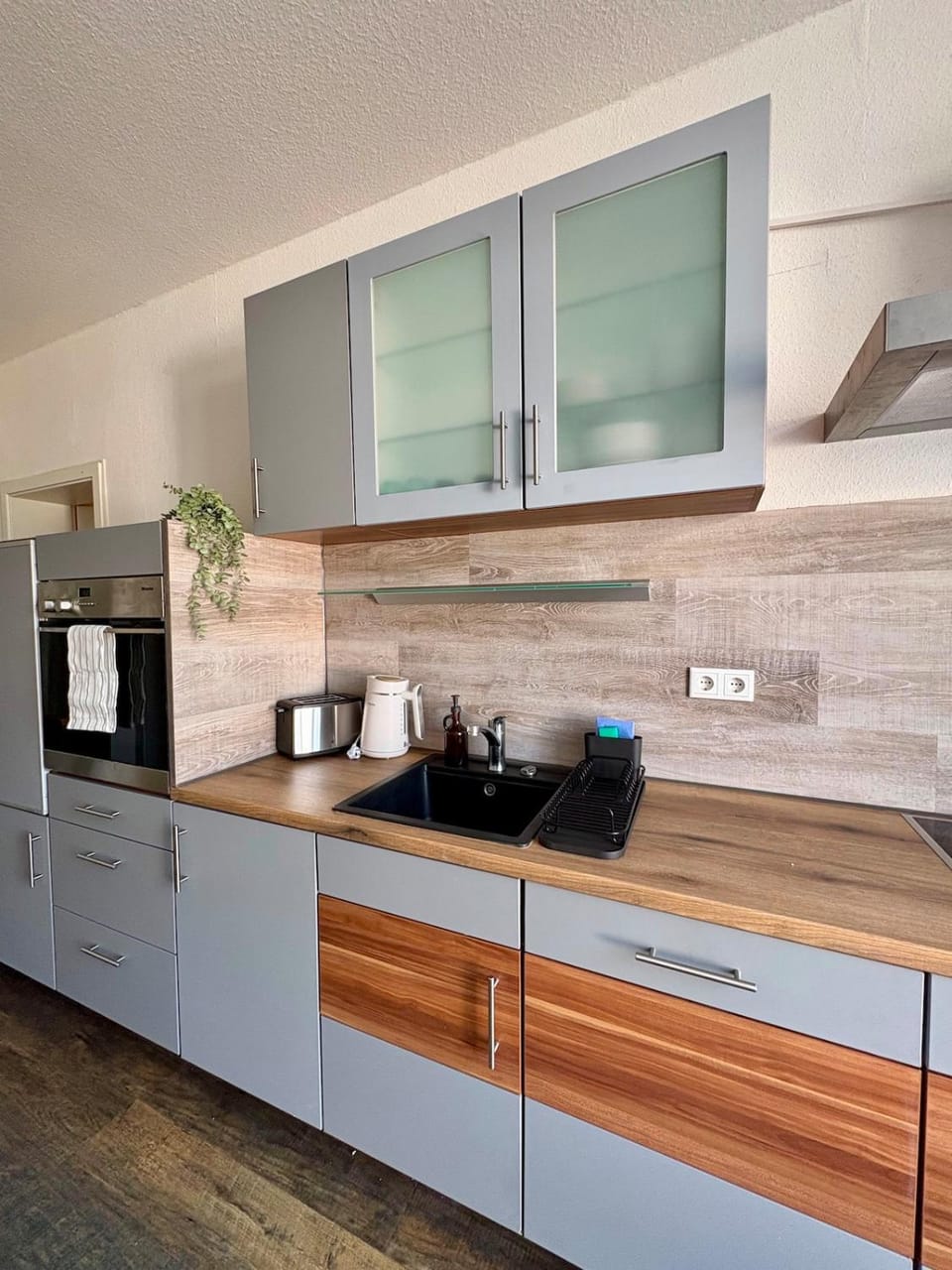 Kitchen or kitchenette, dishwasher, stove