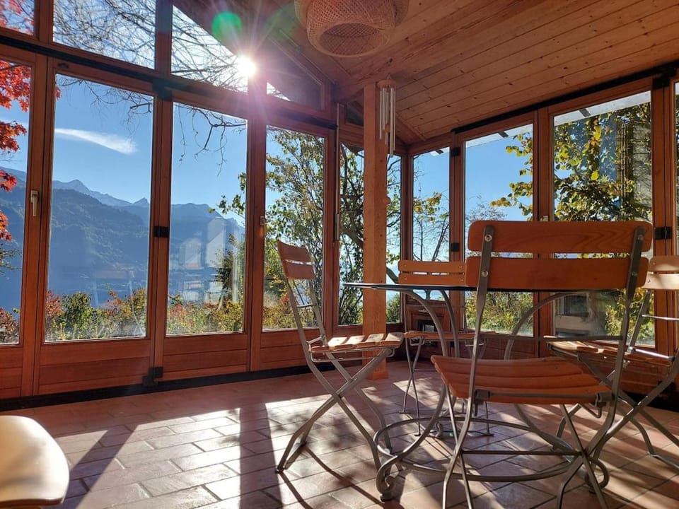 Natural landscape, View (from property/room), Dining area, Lake view, Mountain view