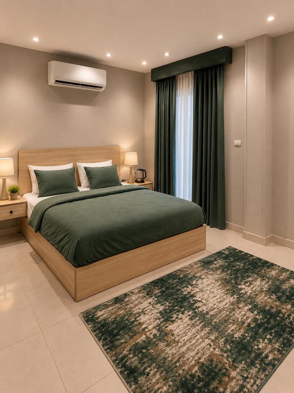Bed, Photo of the whole room, Bedroom, air conditioner