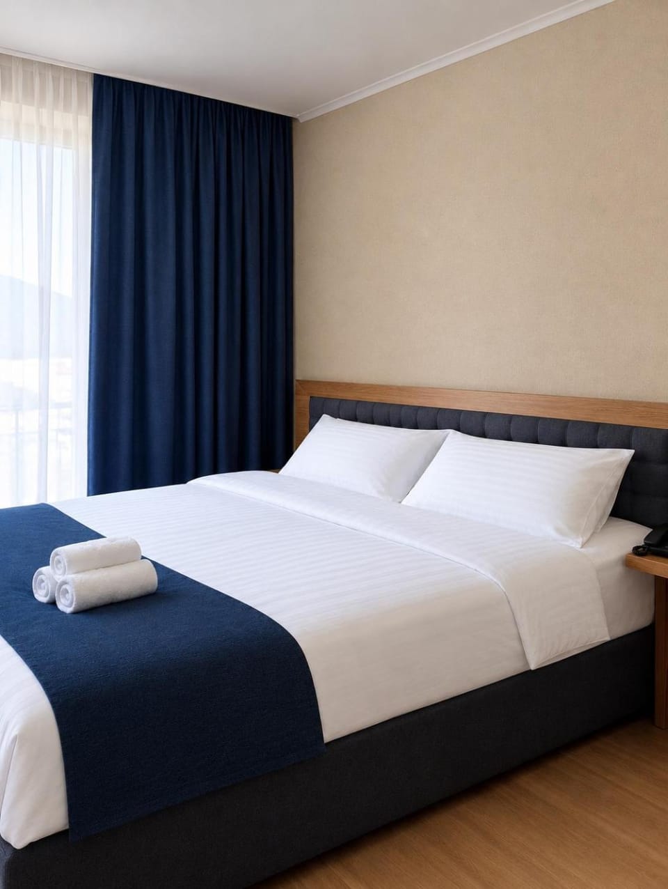 Bed, Photo of the whole room, Bedroom, towels