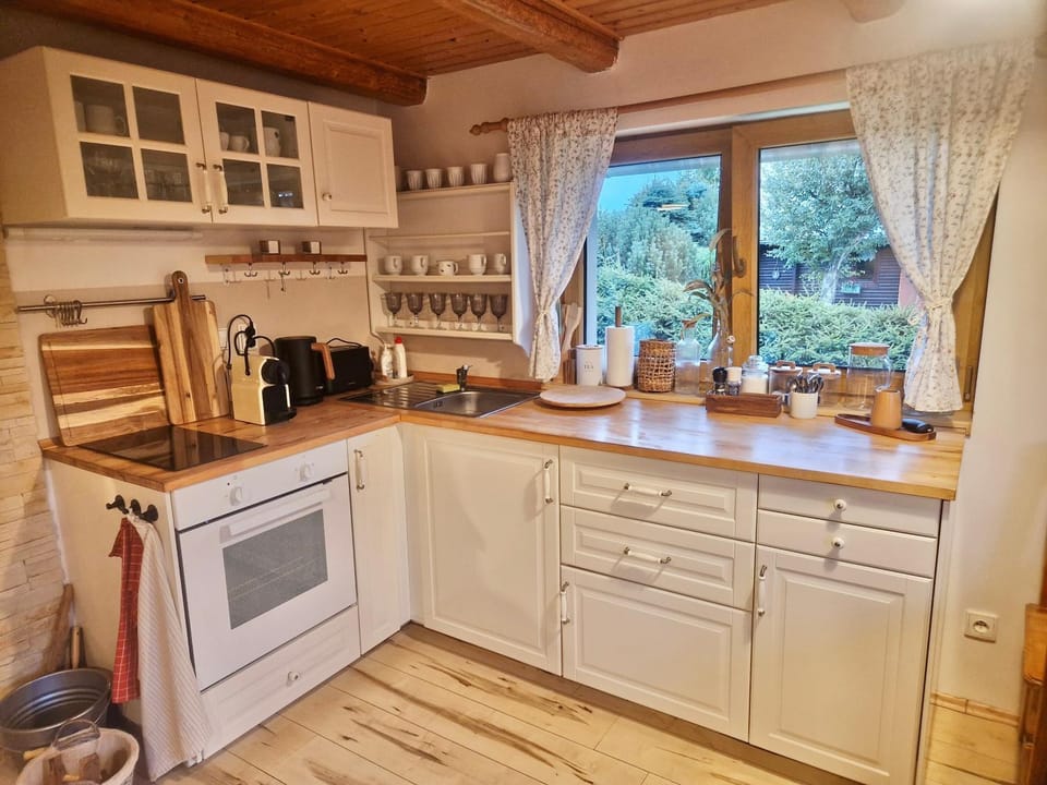 Kitchen or kitchenette, toaster