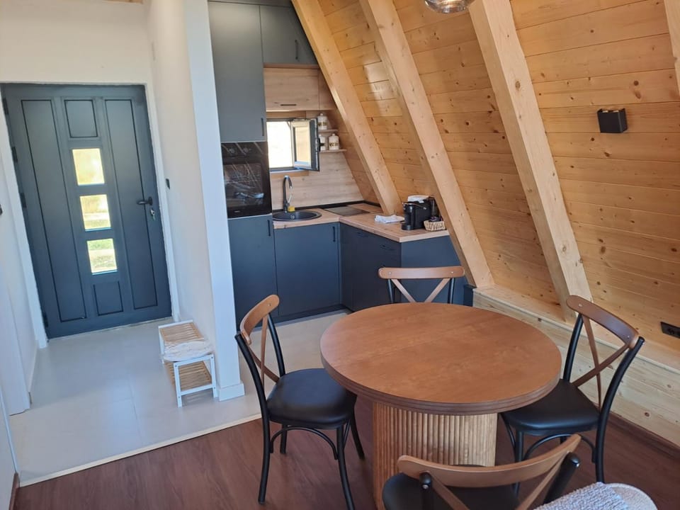 Kitchen or kitchenette, Living room, Seating area, Dining area