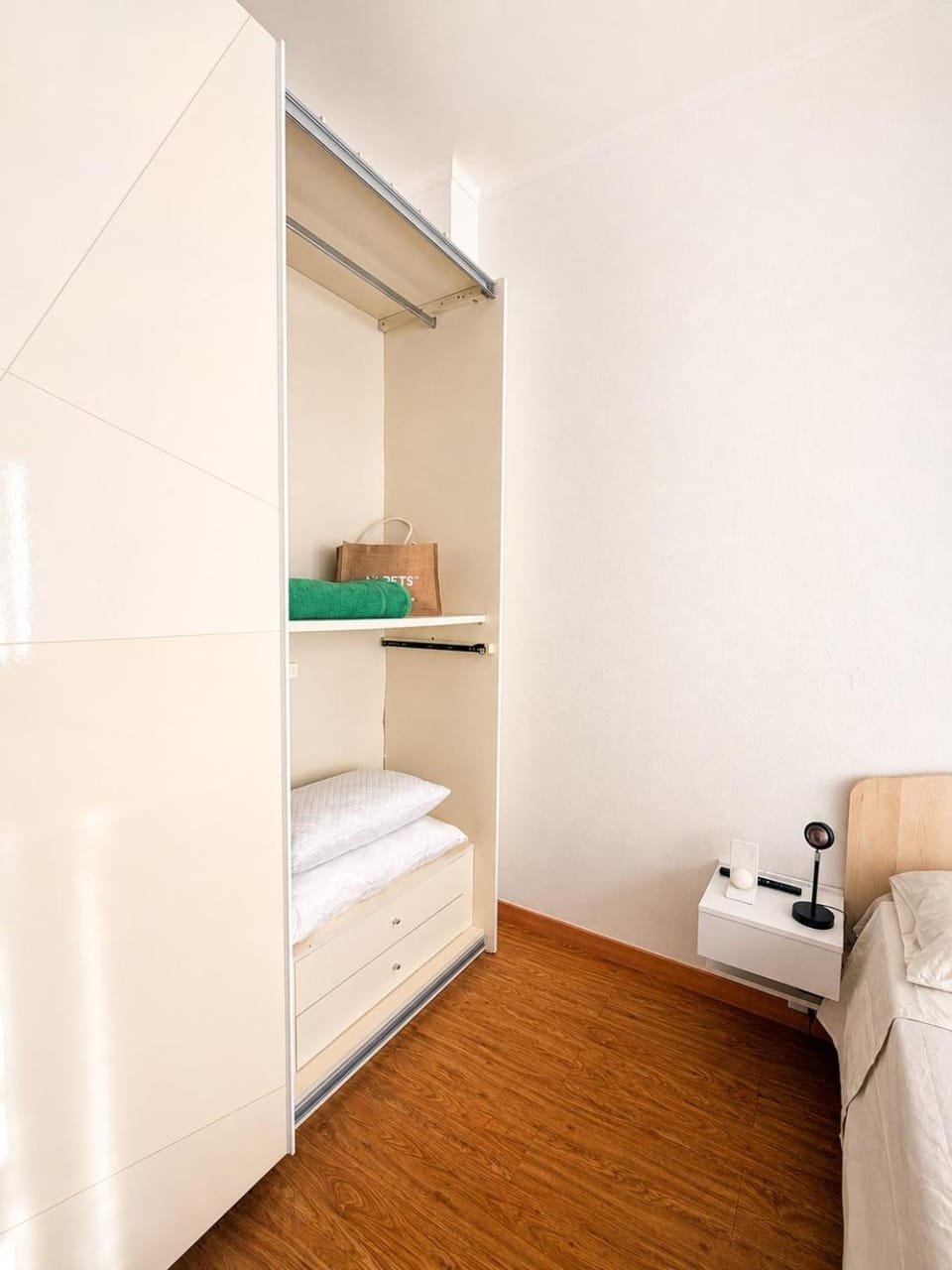 Bed, Photo of the whole room, Bedroom, towels, wardrobe