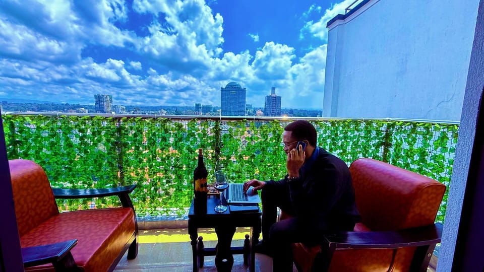 Day, People, View (from property/room), Balcony/Terrace, Living room, Seating area, Dining area, group of guests