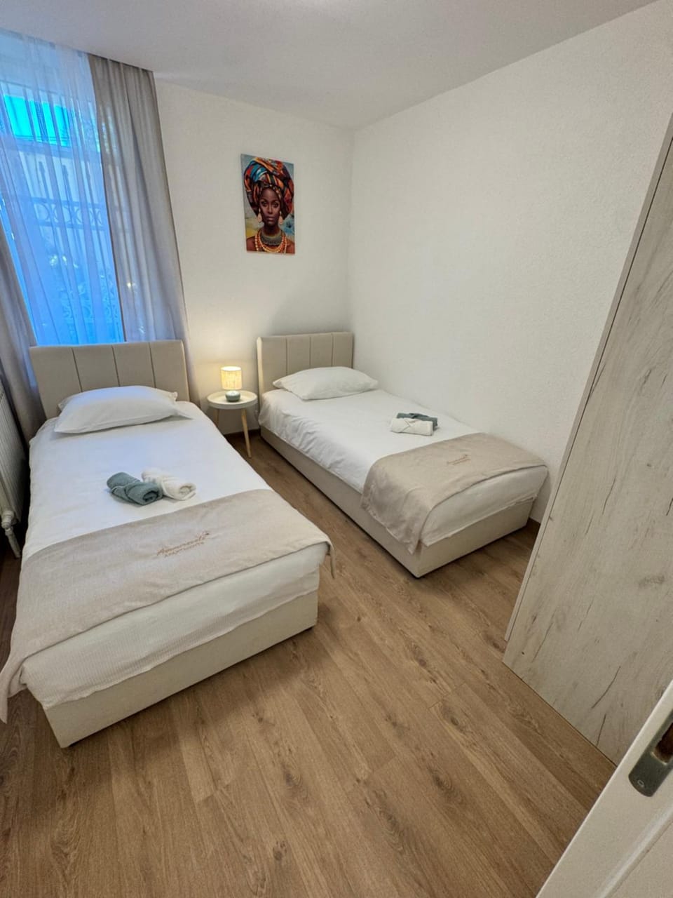 Bed, Photo of the whole room, Bedroom, towels, wardrobe