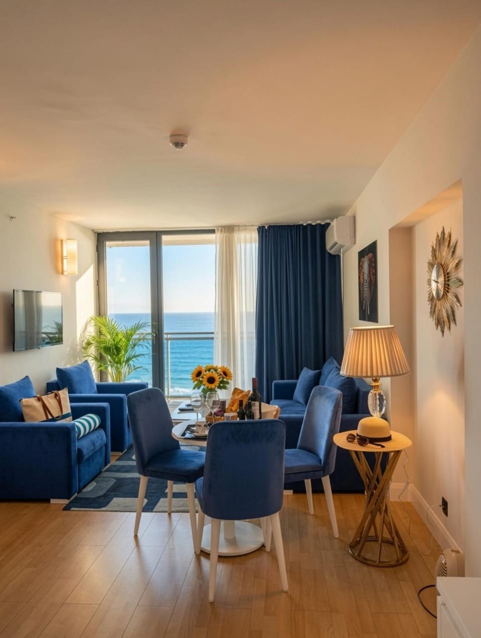 Communal lounge/ TV room, Natural landscape, TV and multimedia, Living room, Seating area, Dining area, Evening entertainment, Sea view