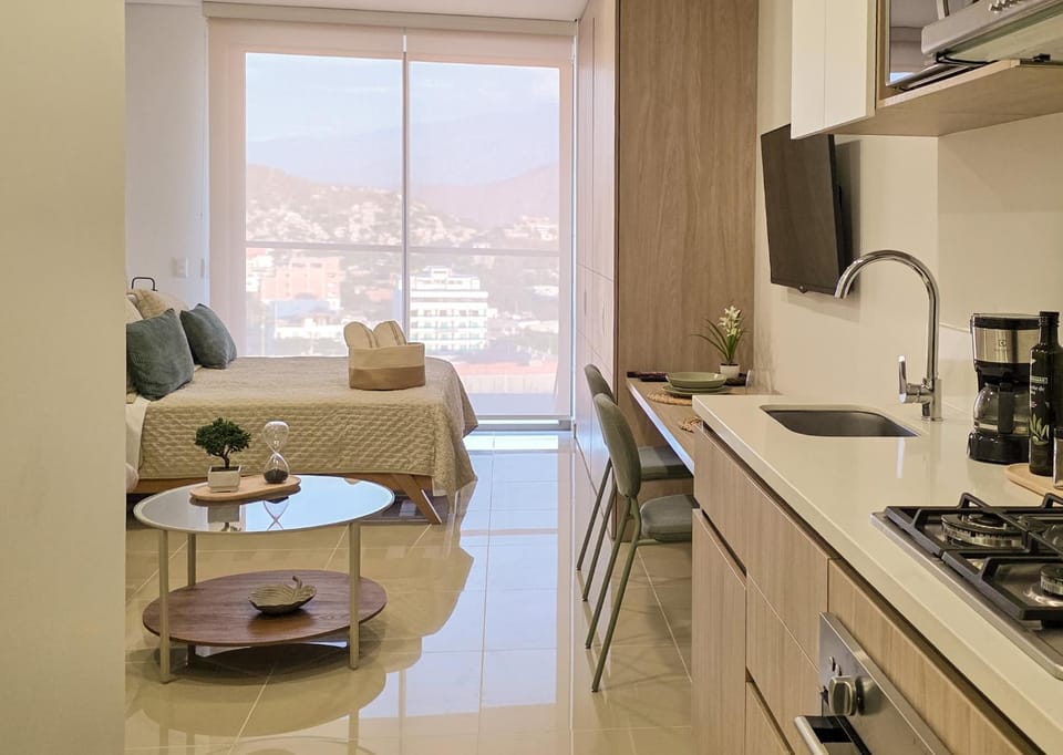 Kitchen or kitchenette, Living room, Dining area