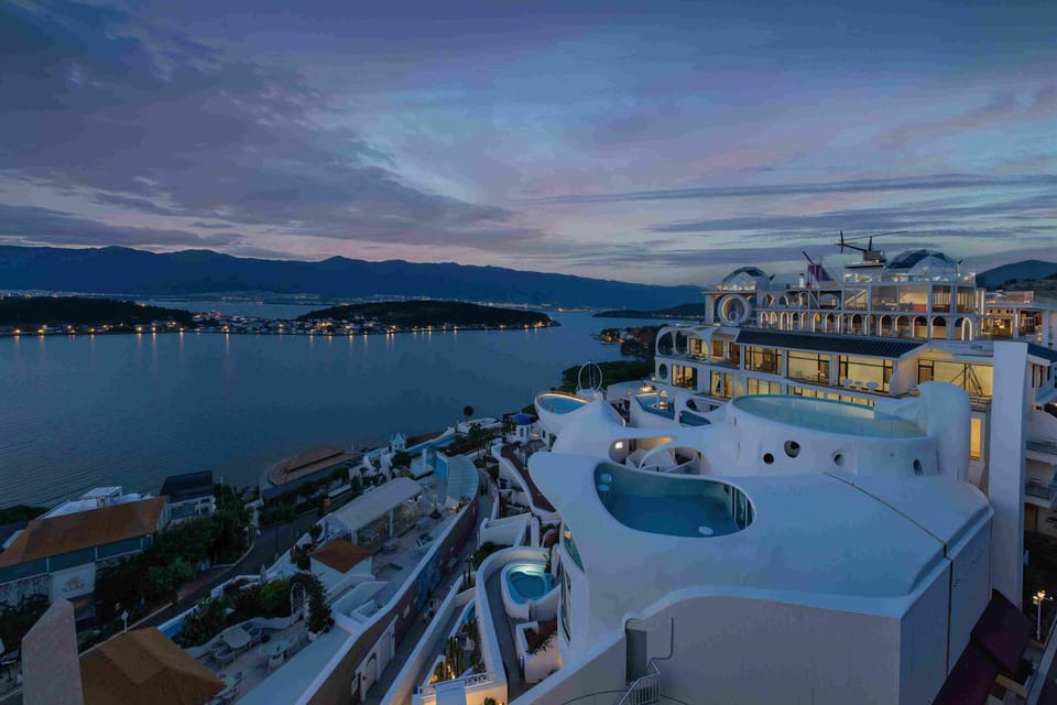 Nearby landmark, Night, Natural landscape, Lake view, Mountain view, Pool view, Swimming pool