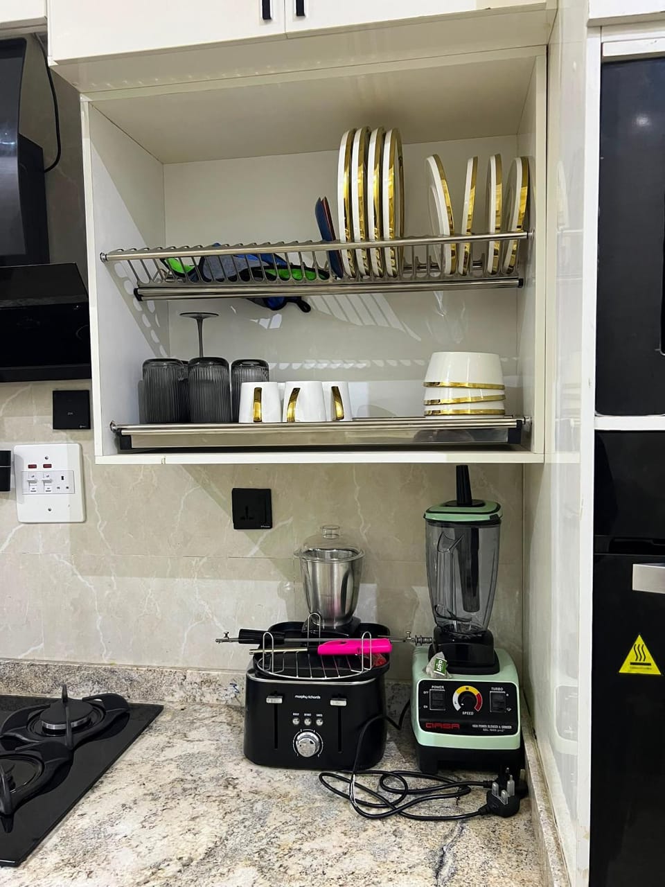 Kitchen or kitchenette, toaster