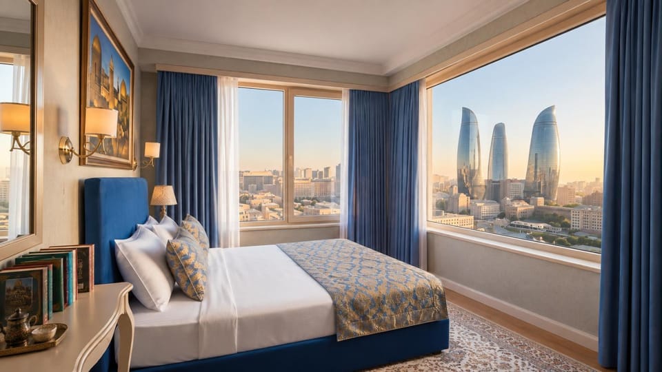 Bed, Bedroom, City view