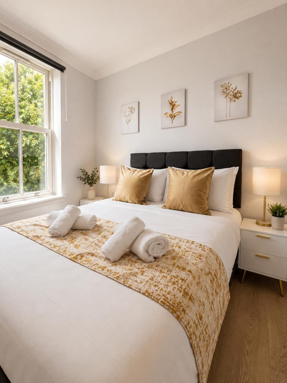 Bed, Photo of the whole room, Bedroom, towels