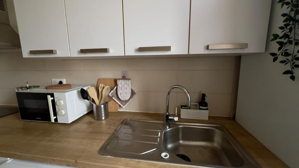 Kitchen or kitchenette, microwave