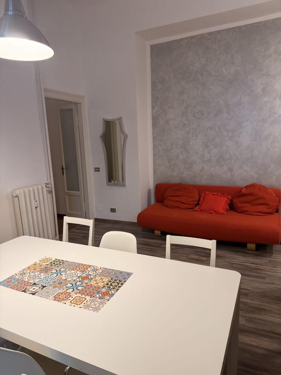 Bed, Living room, Seating area, Dining area