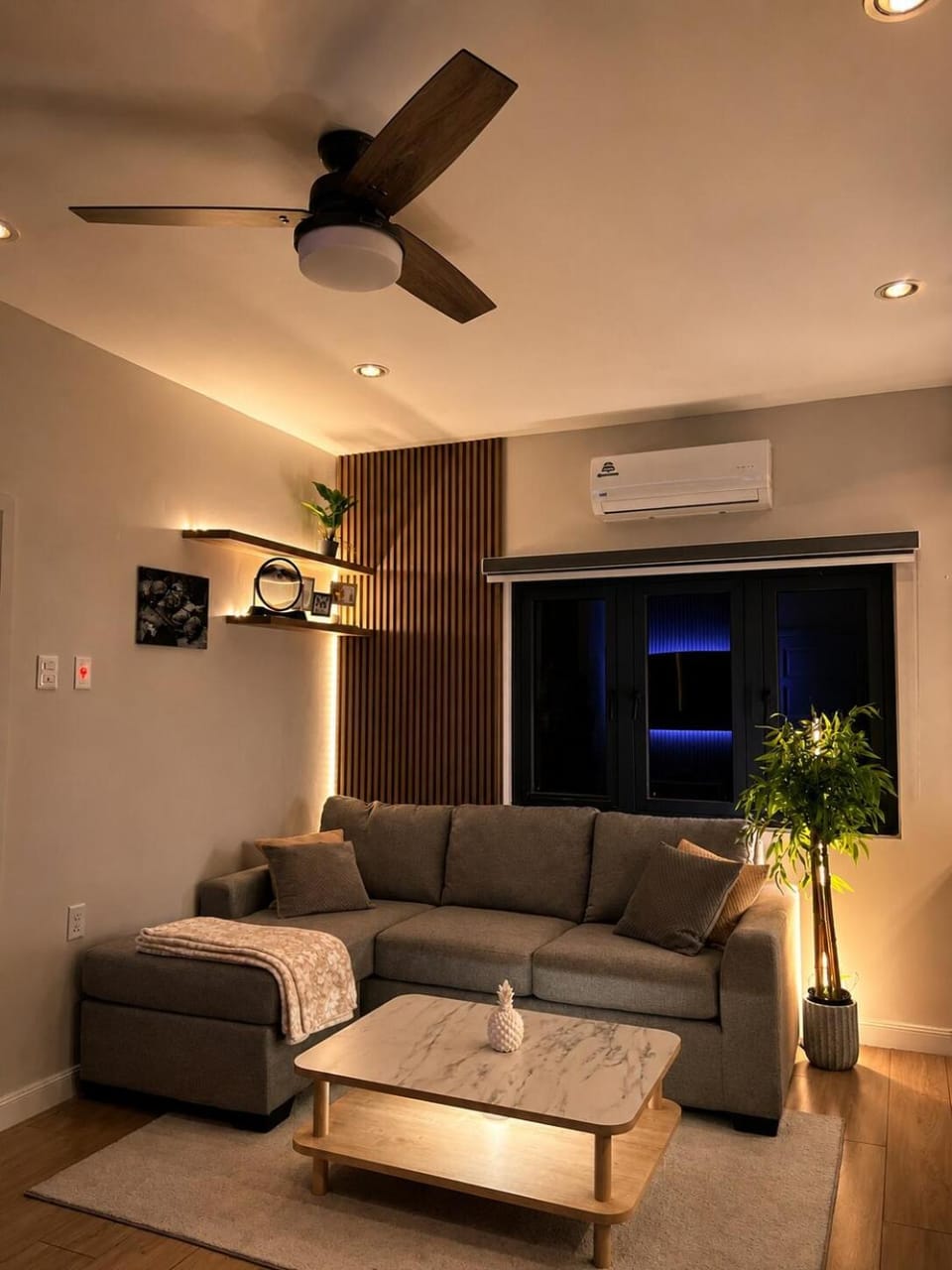 Living room, Seating area, air conditioner
