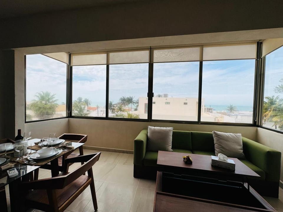 Natural landscape, View (from property/room), Living room, Seating area, Dining area