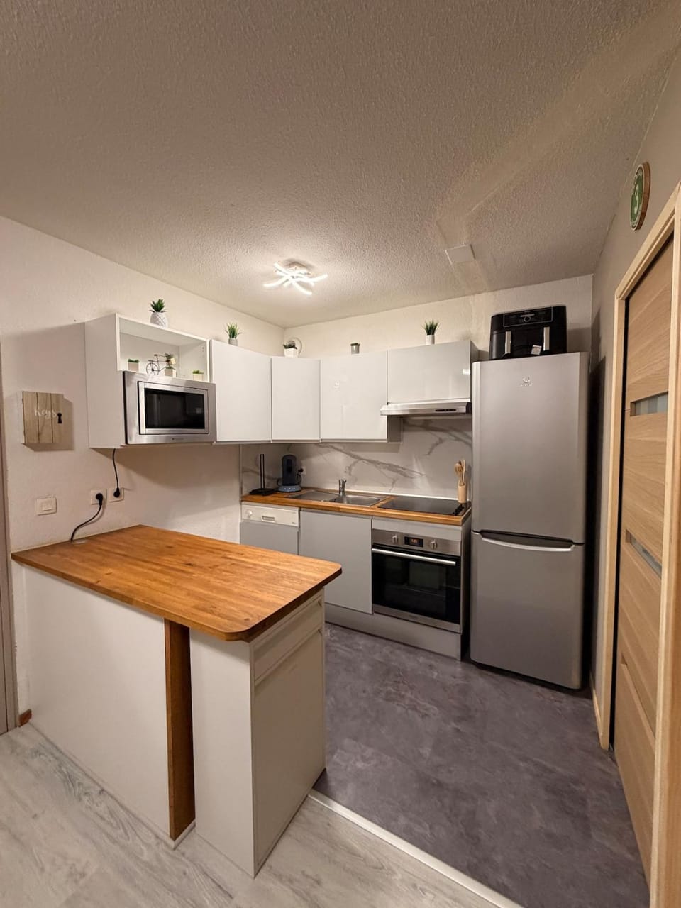 Kitchen or kitchenette, dishwasher, oven, stove