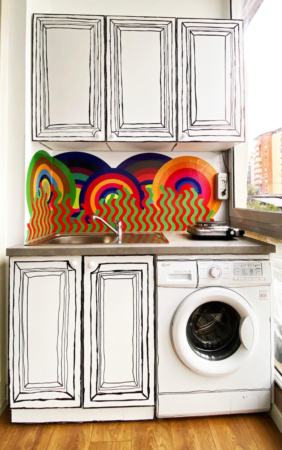 Kitchen or kitchenette, dishwasher, washing machine