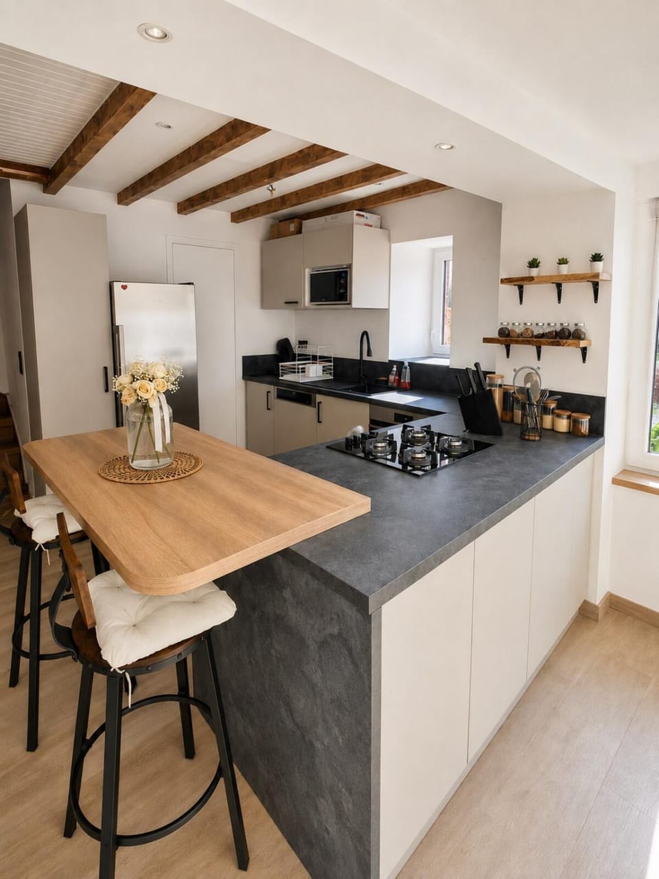 Coffee/tea facilities, Kitchen or kitchenette, Dining area, dishwasher, microwave, oven, stove