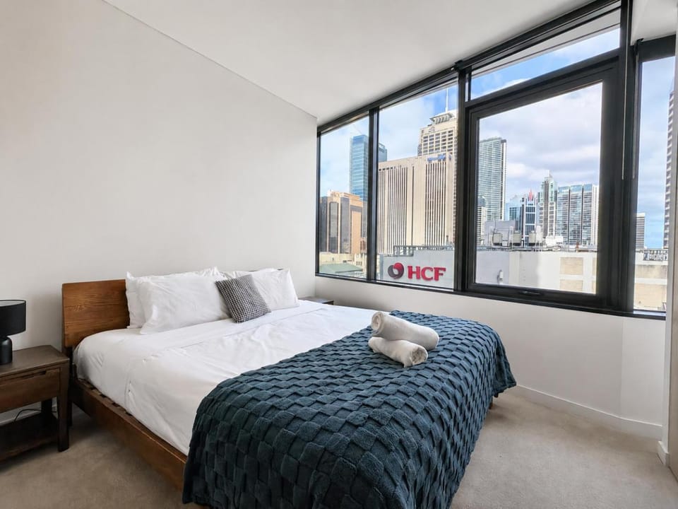 Bed, Bedroom, City view