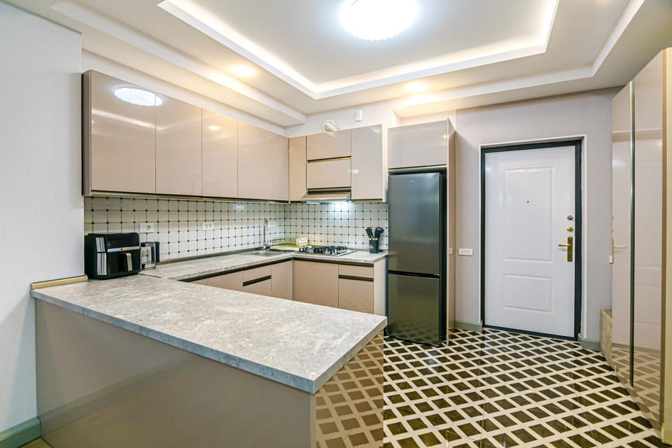 Kitchen or kitchenette, stove
