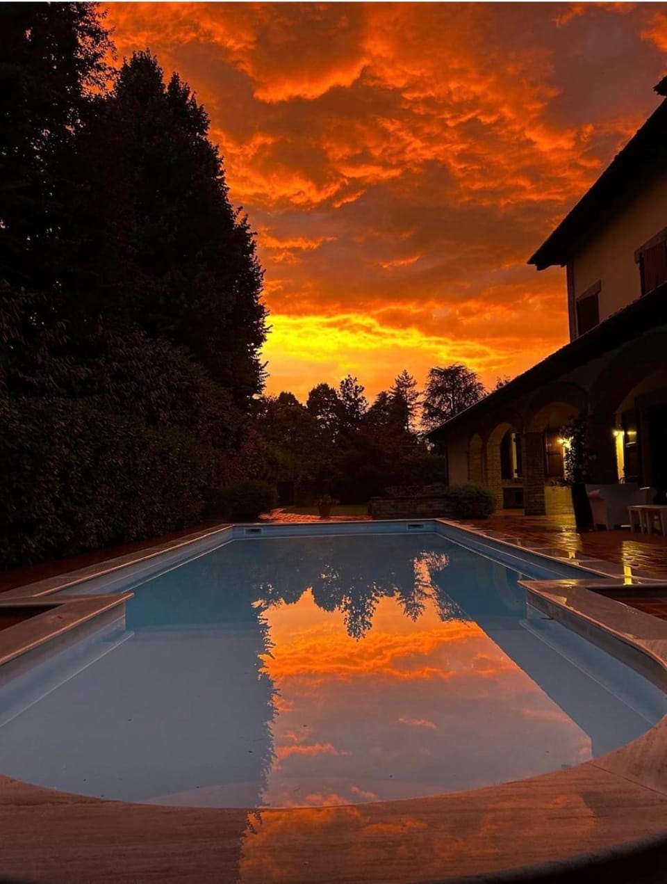 Pool view, Swimming pool, Sunset