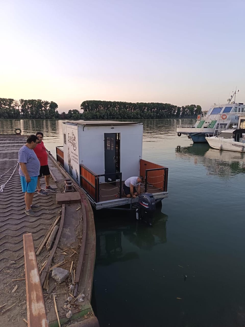 Eva's Ark Docked boat in Romania