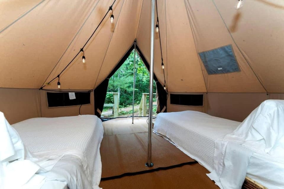 Incredible Cabin and Cozy Bell Tent by the Lake for a Unique Family Glamping Experience in Eastbrook, Maine Cabin in Eastbrook